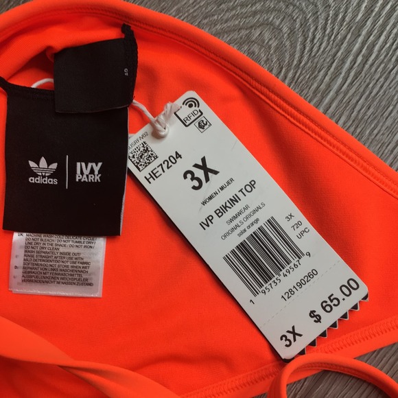 NWT Adidas Ivy Park IVP Strappy Triangle Bikini Top Swimwear Solar Orange 3X - Picture 6 of 7